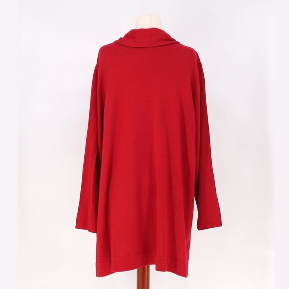 NWT J.JILL Cowl-Neck High Low Hem Knit Sweater Tunic in True Red Size 3X - Picture 4 of 7